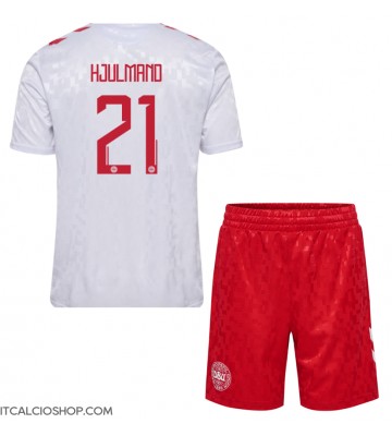 Danimarca Morten Hjulmand #21 Seconda Maglia Bambino Europei 2024 Manica Corta (+ Pantaloni corti)